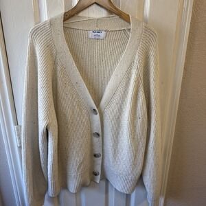 Old Navy Cream Oat Buttondown Grandpa Core Oversized Cardigan Shaker Sweater XL